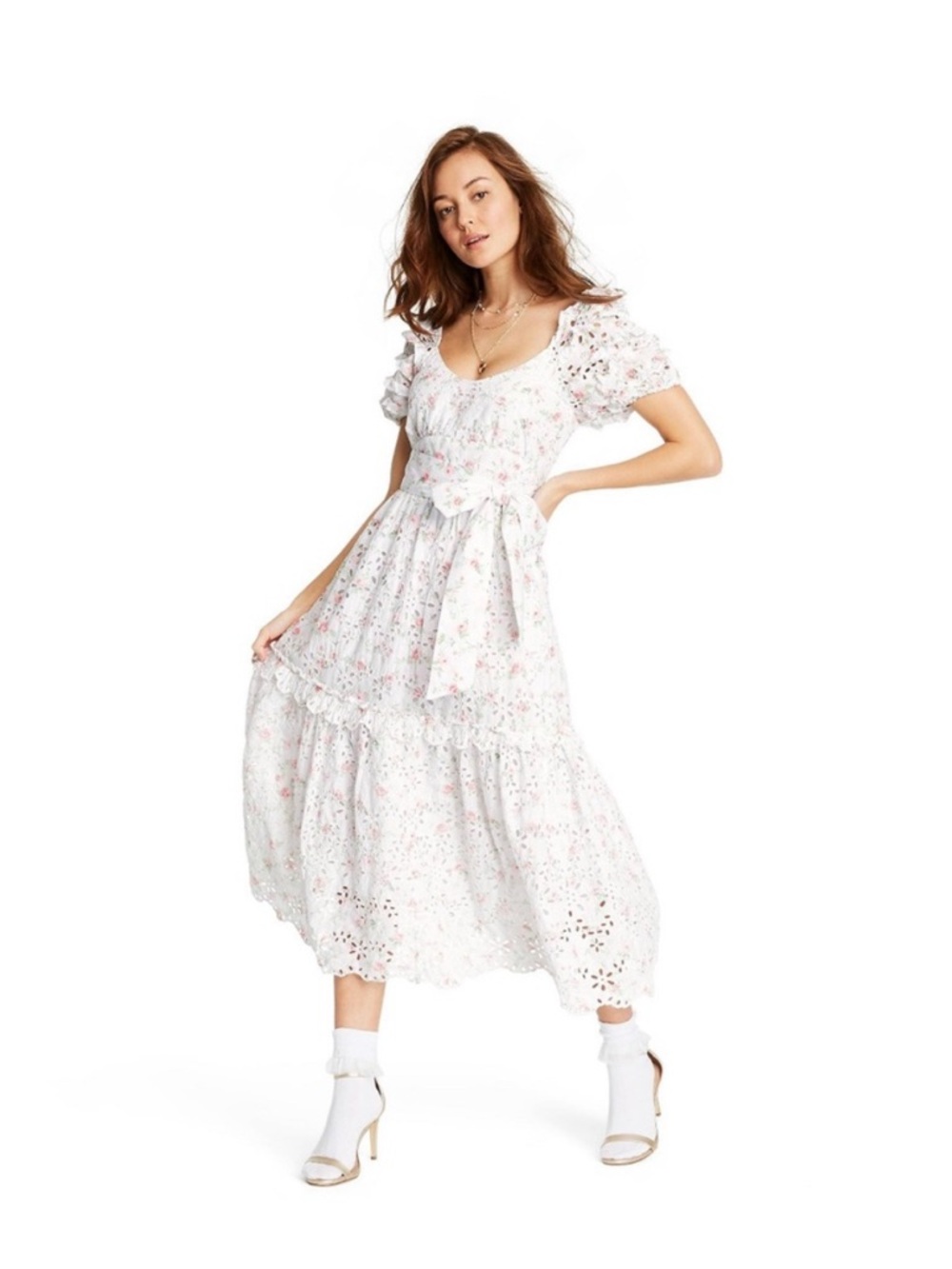 Loveshackfancy x Target NWT Clementine Midi Dress Lace Floral Preppy Womens 8